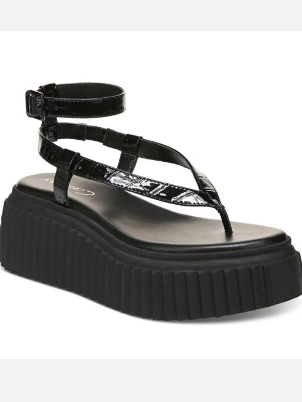 NWB Circus by Sam Edelman ELANA Black Croco Platform Sandals Size 9.5M